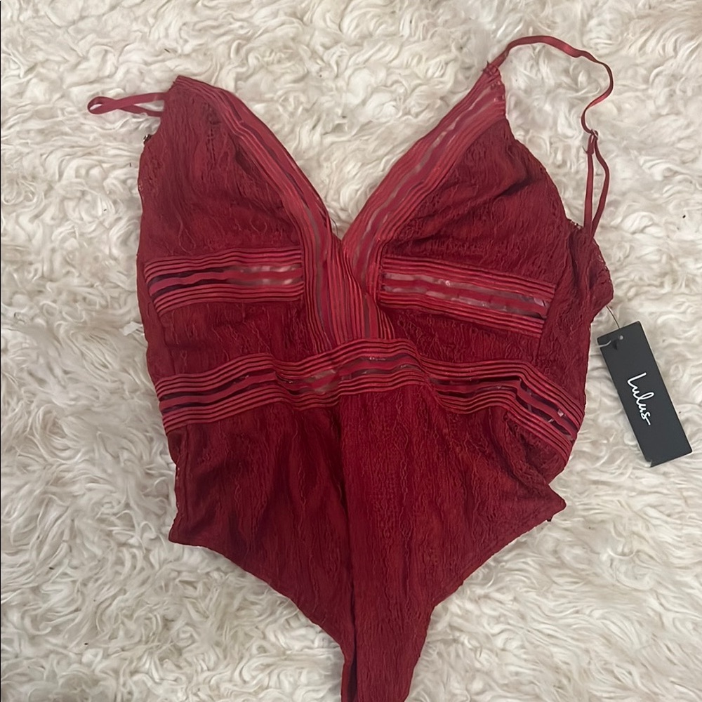 NWT small Lulu's Red Lace Bodysuit